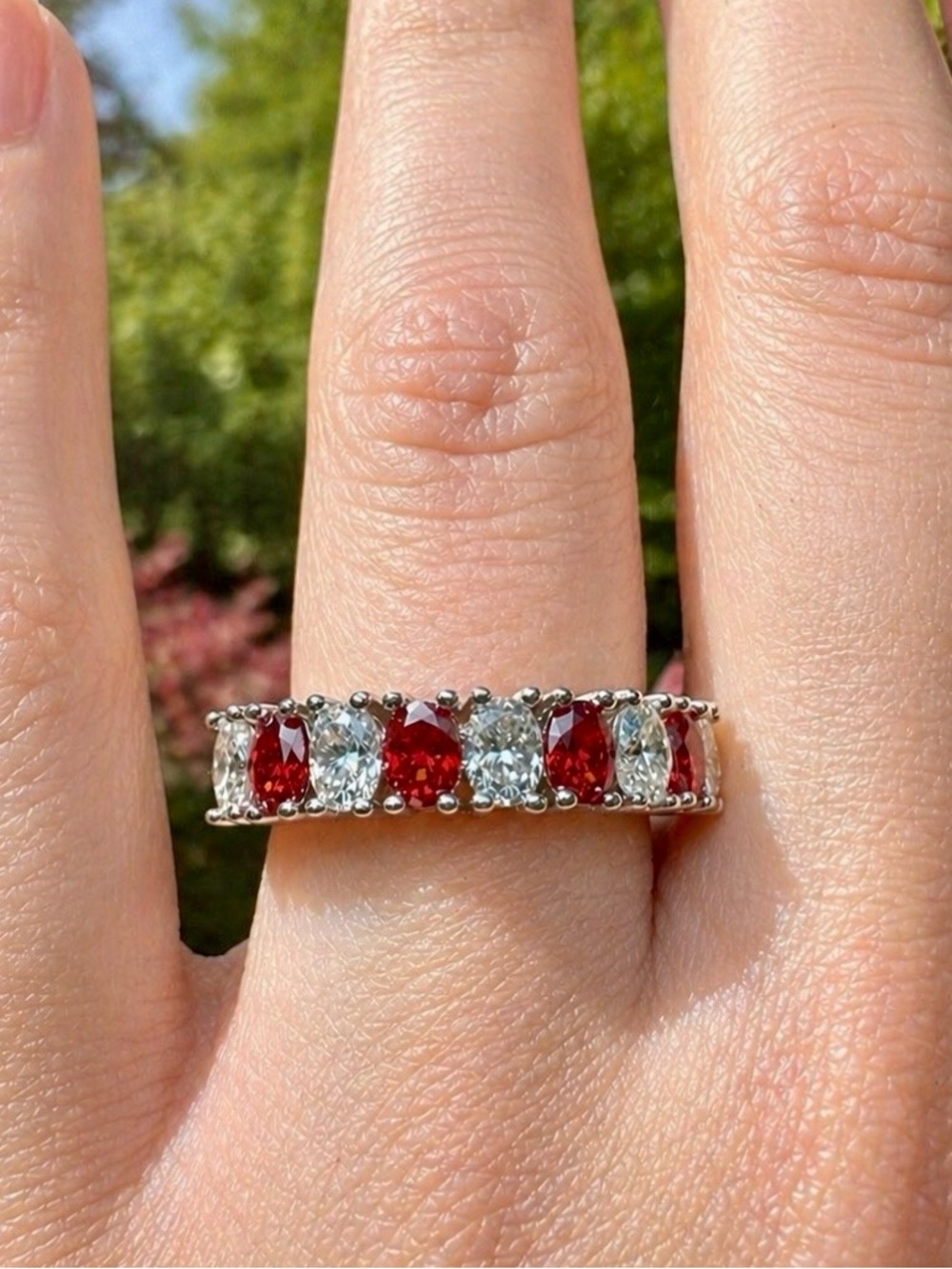 2.34 ct Red & White Moissanite Ring